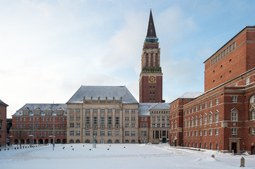 Kiel Rathausplatz und Stadttheater im Winter