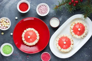 Santa hat cake modern dessert for winter holiday party