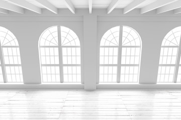 White room interior, open space mockup