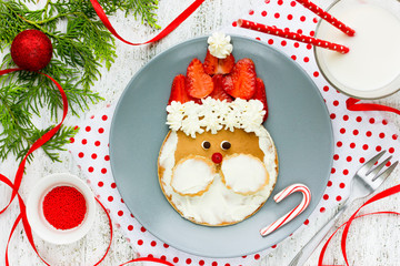 Christmas breakfast idea for kids santa pancake