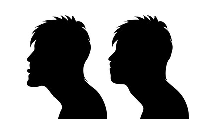 Vector silhouette of profile man.