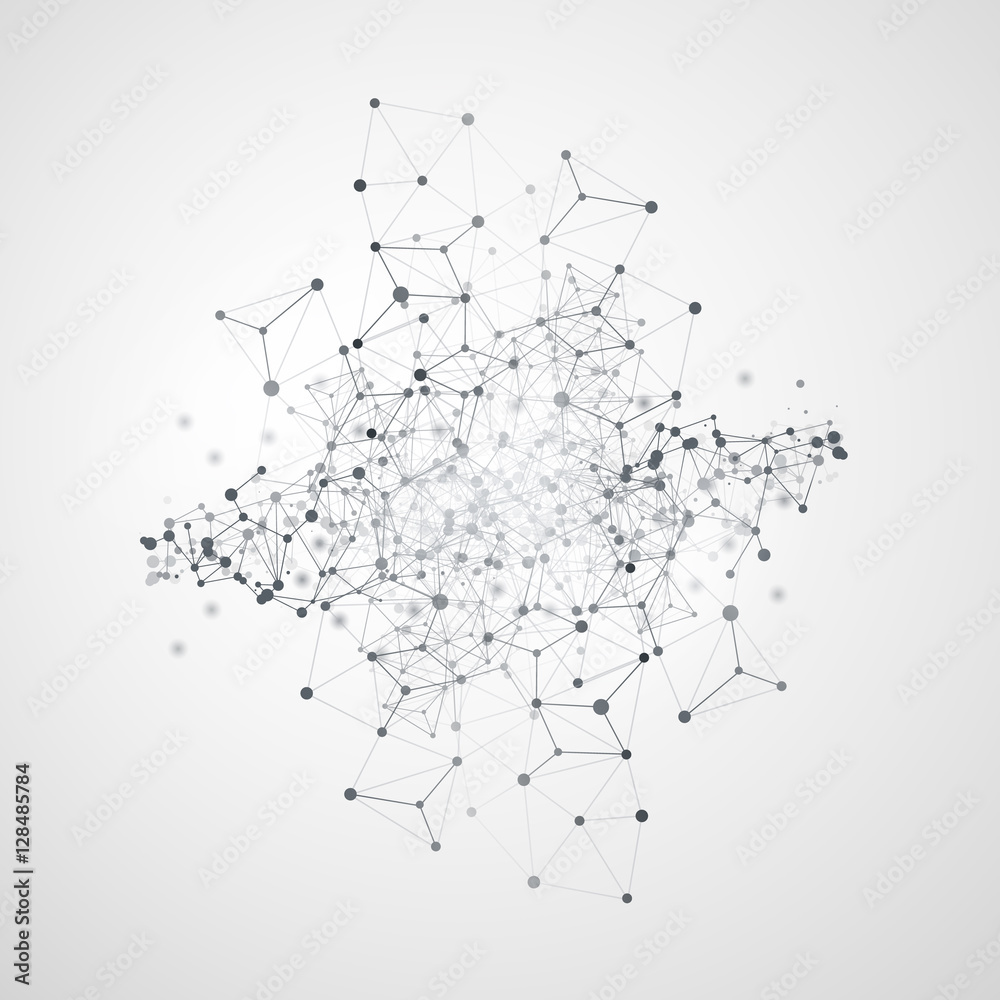 Poster abstract cloud computing and global network connections concept design with transparent geometric me
