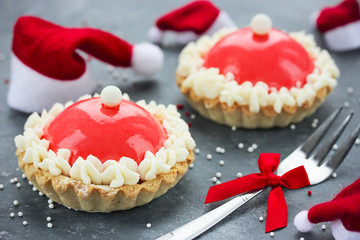 Santa hat cake modern dessert for winter holiday party