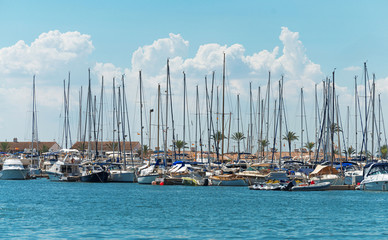 Many yachts and boats in the harbor.
