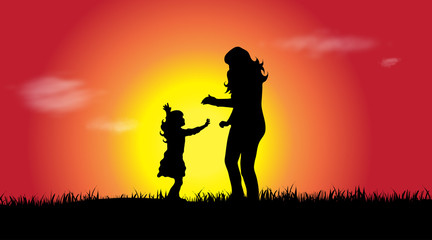 Obraz premium Vector silhouette of family.