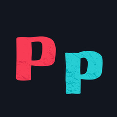 P letter logo hand drawn with bold brush.