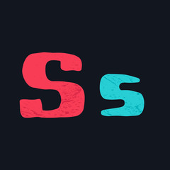 S letter logo hand drawn with bold brush.