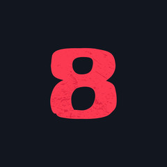 Number eight logo hand drawn with bold brush.