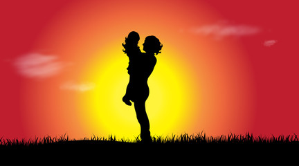 Vector silhouette of family.