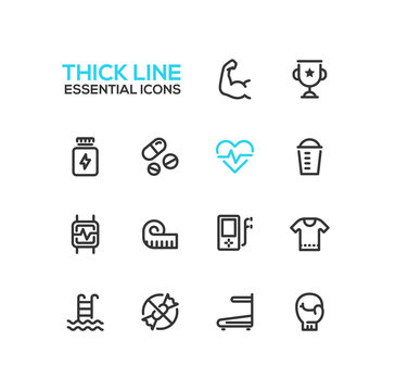 Sport Training - Thick Single Line Icons Set