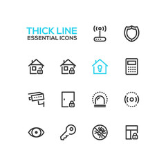 House Security - Thick Single Line Icons Set