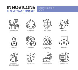 Business and fnance line design icons set
