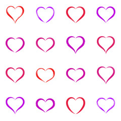 Various hand drawn heart icons