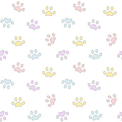 cute colorful paws seamless vector pattern background illustration

