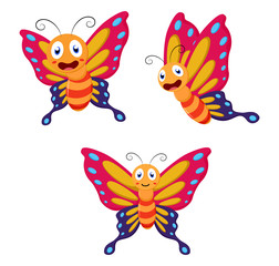 Fototapeta na wymiar Cute butterfly cartoon collection