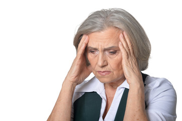 Senior woman has headache