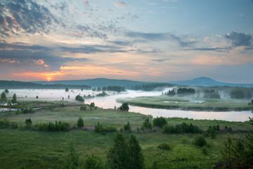 Misty dawn on the river