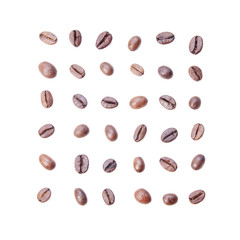 Set of coffee beans on white background
