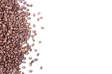 White background with coffee beans
