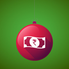 Long shadow christmas ball with  a rupee bank note icon