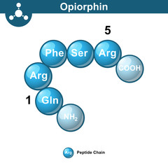 Opiorphin abstract chemical structure, amino acid sequence