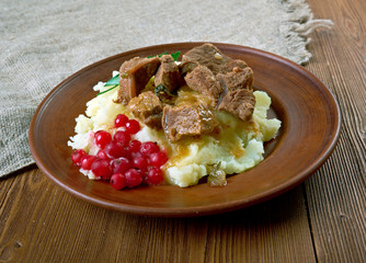 Sauteed reindeer  venison steak