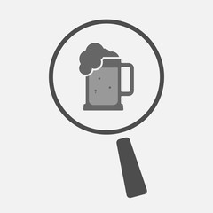 Isolated magnifier with  a beer jar icon