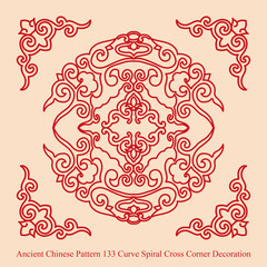 Ancient Chinese Pattern_133 Curve Spiral Cross Corner Decoration