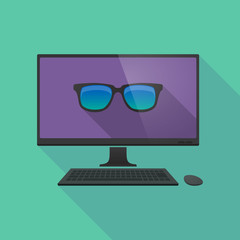 Long shadow pc with  a sunglasses icon