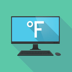 Long shadow pc with  a farenheith degrees sign