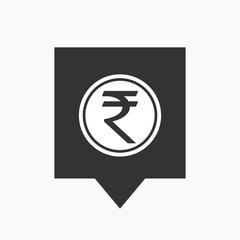 Isolated tooltip with  a rupee coin icon