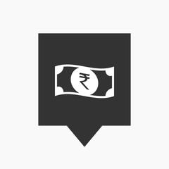 Isolated tooltip with  a rupee bank note icon