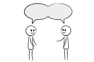  Zwei Personen sprechen miteinander