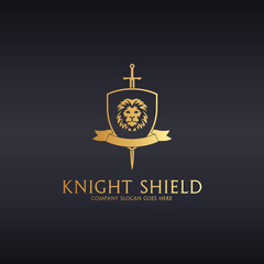 Knight shield. Lion coat of arms logo