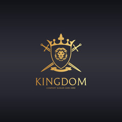 Kingdom logo. Knight logotype. Lion illustration 