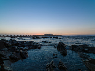 Casablanca beach with sunset in Morocco