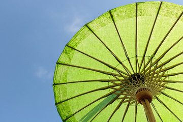 Handmade umbrella on blue sky