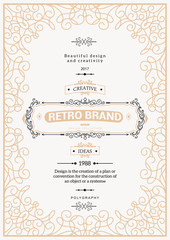 Monogram creative card template with flourishes ornament elements. Elegant design for cafe, restaurant, heraldic, jewelry, fashion. Hand drawn elements. curly and swirls vintage frame