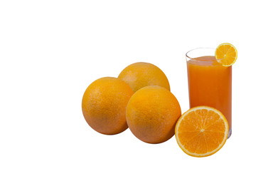 Glass of orange juice isolated on white