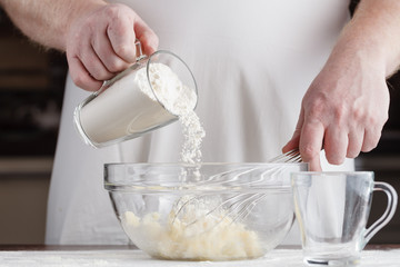 male knead the dough by hand