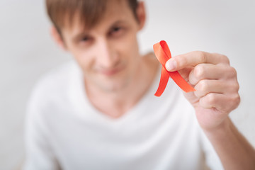 Selective focus of the red AIDS ribbon