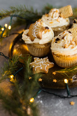 Christmas cupcakes with cookies in the shape of a star