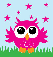 Fototapeta premium a sweet little bright pink owl