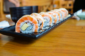 Japanese sushi salmon roll