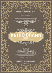 Monogram creative card template with flourishes ornament elements. Elegant design for cafe, restaurant, heraldic, jewelry, fashion. Hand drawn elements. curly and swirls vintage frame