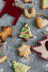 Christmas cookies on grey background