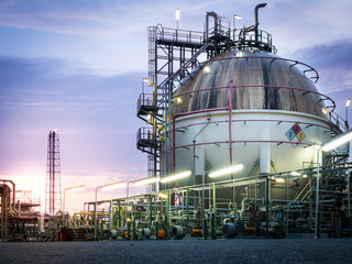 sphere gas storages in petrochemical plant