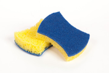 two yellow scouring sponges