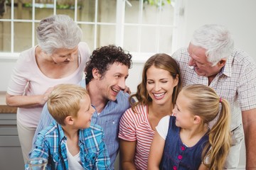 Cheerful multi-generation family at home