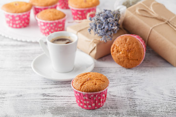 coffee muffins gift on the table